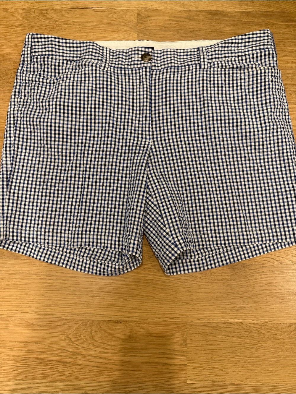 Lands' End Navy, Black and White Gingham Cotton Bermuda Shorts 14w